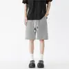 Shorts Casuais de Tricô Listrado Retrô Americano Novo de Verão Soltos Versáteis Comprimento do Joelho Esportivos Tridimensionais de Comprimento Médio