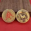 Spinner Fidget Giratorio de Doble Cara con Relieve de Latón, Pieza de Mano de Mahjong para Atraer Riqueza y Ganar Dinero, Adorno Personalizable