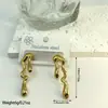 Pendientes geométricos de acero inoxidable a rayas estilo ins transfronterizos europeos y americanos, modernos y versátiles, venta al por mayor de fabricantes de pendientes transfronterizos