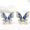 Nuevo Producto Zhongxing Exquisito Pendientes de Mariposa con Goteo de Aceite Aguja de Plata 925 Pendientes Simples de Oro de 14K Material de Pendientes