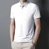 Verano Hielo Seda Urbana Negocios Cuello Solapa POLO Hombre Color Sólido Camiseta Sencilla Ropa de Papá Camisa de Aire Acondicionado LOGOTIPO