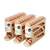 Caixa de armazenamento de ovos com rodinhas, dispensador automático de ovos inclinado multicamadas para cozinha, bandeja de ovos para porta lateral de geladeira, caixa especial para conservação de frescor