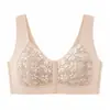 Sujetador de Encaje con Botones Frontales sin Costuras para Mujeres de Mediana Edad y Mayores, Ropa Interior para Mamá Tallas Grandes, Sujetador tipo Chaleco Transpirable sin Aros para Personas Mayores