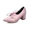 Sapatos femininos estilo britânico de bico fino, salto grosso, com cadarço, sapatos de estudante, sapatos de primavera e outono, sapatos de salto médio, comércio exterior, vários tamanhos 978