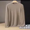 Suéter de cachemira estilo bebé para hombre, cuello alto medio, color liso, tejido grueso, casual y apto para negocios, capa base suave y cómoda