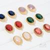 Brincos Ovais de Jade Colorido com Renda Banhados a Ouro 14K que Preservam a Cor Vintage com Argola Suspensa Acessórios de Brincos Feitos à Mão DIY