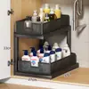 Organizador de Fregadero Extraíble Tocador de Baño Caja de Almacenamiento Debajo del Fregadero Múltiples Niveles Lavabo de Inodoro Cesta Desplegable Estante Escalonado