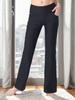 Pantalones de Bolsillo Acampanados Transfronterizos Pantalones de Yoga Cintura Alta Elásticos Ajustados Aspecto Delgado Pierna Ancha Secado Rápido Pantalones Deportivos para Correr Mujer