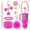 Funda de Silicona para Taza Adecuada para Funda de Taza de Agua Stanley, Cuerda Portátil, Cuerda para Taza de Agua, Tetera, Colgante de Corazón, Accesorios para Taza Térmica