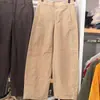 Calça casual de malha oversized estilo japonês, calça pantalona de perna larga com corte curvo 482287/486980/483722