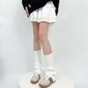 Diseño de Otoño e Invierno Calcetines Suaves Cerosos Frente Corto Espalda Larga Color Sólido Tejido Irregular Calcetines Apilados Calcetines Hasta la Pantorrilla Combinan con Todo