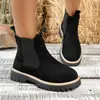 Comercio Exterior Transfronterizo Tallas Grandes Botines Cortos Mujer 2026 Otoño Invierno Nuevos de Terciopelo Casual Punta Redonda sin Cordones Botas Martin Venta al por Mayor