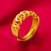 Anillo Moda Innovación Bañado en Oro 24k Imitación Moneda de Oro Anillo Moneda de Oro para Mujer Arena Dorada Anillo Dorado