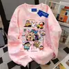Sudadera Redonda Tie-Dye Americana Linda de Crayon Shin-Chan para Mujer, Diseño de Otoño e Invierno, Top Holgado Estilo Callejero