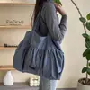 Set Bolsa de Lona Rayada Doble Cara Estilo Coreano Moda Bolso Tote Casual Bolso de Hombro Simple Versátil Gran Capacidad