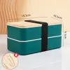 Lonchera de una sola capa transfronteriza de Amazon, lonchera de plástico con tapa de madera y vajilla, lonchera para microondas para trabajadores de oficina, venta al por mayor