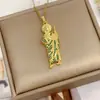 Europeo y Americano Nuevo Más Vendido Cobre Incrustado Circonita Gama Alta San Judas Personalizado Nicho Colgante Acero de Titanio Collar Joyería Al Por Mayor