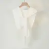 Xale Fino de Malha Estilo Coreano e Japonês para Primavera/Verão/Outono para Mulheres, Peça de Roupa Camada, Protetor de Pescoço Amarrado, Cachecol para Ambiente com Ar Condicionado, Xale para Ombros