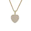 Collar de Hip-Hop Europeo y Americano Colgante en Forma de Corazón Collar Completo de Circonita en Forma de Corazón Collar de Hip-Hop para Hombres y Mujeres Pareja