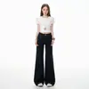 Tecido de tecnologia preta novo estilo verão fino tamanho petite jeans micro flare feminino perna reta solta bom caimento sensação de gelo