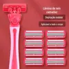 Novo Modelo de Navalha Manual Masculina com Seis Lâminas, Navalha de Barbear Antiga, Cabeças de Navalha de Reposição para Uso Doméstico, Navalha para Aparar Pelos