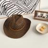 Sombrero de Paja Hueco de Jazz Vaquero Occidental para Mujer Verano Vacaciones Playa Marítima Británico Francés Retro Hecho a Mano Tejido