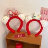 Faixa de Cabelo de Pelúcia Vermelha Cartoon para Meninas, Ano Novo 2026, Faixa de Cabelo em Formato de Animal, Acessório Festivo de Crina de Cavalo para Ano Novo