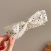 Clip de Plátano de Encaje Blanco con Puntos Estilo Suave Lazo para Cola de Caballo Clip para el Cabello de Nicho Modelo Nuevo 2026 Pasador Venta al por Mayor