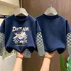 Camisa base de algodón para niño, estilo dos piezas falso, nuevo modelo 2026, camiseta de manga larga para niños, estilo primavera y otoño, top interior para niños mayores