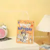Bolsa Nueva Linda de Dibujos Animados con Fondo Cuadrado Bolsa de Papel Kraft Bolsa de Empaque para Llevar Bolsa de Mano al por Mayor