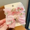 Nuevo Pasador de Pelo con Lazo de Encaje y Perlas para Niñas Pinza Lateral para Bebé Accesorio para el Cabello Bordado de Flores Super Hada
