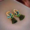 Pendientes de borlas de aguja de plata con esmalte chino, nuevos, estilo nacional, con sentido avanzado, estilo corte de nicho, venta al por mayor para mujeres.