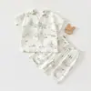 Conjunto de Verão Dividido para Bebê, Fino, Algodão Tianzhu Gaze, Manga Curta, Shorts, Roupa de Casa Infantil