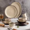 2026 Nuevo Estilo Retro Francés Cerámica Tazón y Plato Vajilla Juego Casa Moderna Ama de Casa Hogar Tazón Plato Palillos Juego