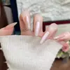 Pontas de Unha Usáveis Feitas à Mão, Tiras de Unha Pré-Fabricadas, 30 Peças, Removíveis, Cor Chá com Leite de Canela, Adesivos de Unha Transparentes Cat Eye