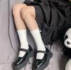 Nuevos calcetines de uniforme jk de otoño e invierno, calcetines blancos de tubo de algodón, lazo de oreja de madera vertical, calcetines Lolita