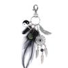 Llavero Atrapasueños de Aleación con Plumas de Ágata de Cristal Natural Transfronterizo, Accesorios para Llavero de Bolso de Mujer