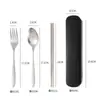 Conjunto de Talheres de Aço Inoxidável Garfo Colher Hashi Conjunto de Três Peças Presente para Estudante Colher Portátil para Exterior Armazenamento de Colher Hashi