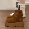 Botas de Nieve Retro de Suela Gruesa para Aumentar Altura para Mujer 2025 Otoño e Invierno Nuevas Botas Cortas Delgadas y Versátiles para Mujer