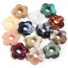 Flor de Cinco Pétalos de Acrílico Bicolor Mármol Jade Sintético Flor Hueca Agujero Recto Cuentas Sueltas Pulsera Hecha a Mano DIY Accesorios de Joyería