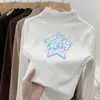 Camiseta térmica de forro polar para niña, cuello semi-alto, Otoño Invierno, Ropa interior cálida para niños, Top elegante para niña con cuello con volantes