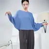 Mismo estilo que el top plisado de Miyake diseño de nicho para mujer manga murciélago suelto talla grande jersey de punto para mujer