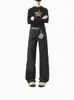Pantalones de Mezclilla con Parche de Estrella Americana para Hombre Otoño Corte Limpio Simple Retro Pierna Recta Micro Acampanada Pantalones Casuales Sueltos