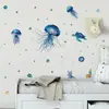 Pegatinas de Pared Autoadhesivas al por Mayor Transfronterizas con Patrón de Medusas de Caricatura, Calcomanías Impermeables, Pegatinas Removibles, Envío Directo del Fabricante