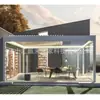 Gazebo de Aluminio con Persianas abatibles, Manual y Eléctrico, de Venta Caliente para Jardín de Villa al Aire Libre, Parasol para Exteriores 3*4m