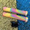 Cubierta de manillar de bicicleta ultraligera extendida de color mixto, goma rayada antideslizante, empuñadura suave, accesorios para ciclismo, puño para bicicleta de montaña