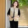 Conjunto de Roupa de Primavera para Mulheres Acima de 50 Anos, Novo Estilo 2026, Jaqueta Colete para Mulheres de Meia-Idade e Idosas, Novo Conjunto de Veludo Chinês de Três Peças