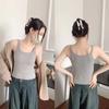Camisola de cuello cuadrado cepillada para otoño e invierno, ropa interior cálida para mujer con almohadilla en el pecho, prenda interior y exterior de una pieza, top básico