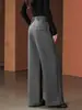 Calça de Perna Reta Nova de Primavera e Outono Feminina Estilo Preguiçoso Cintura Alta Solta Emagrecedora Moda Versátil Caimento Casual Lã Calça de Perna Larga