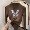 Camiseta térmica de manga larga para niña con forro polar, nuevo estilo otoño/invierno 2026, para niñas mayores y jóvenes, camiseta con cuello semi-alto